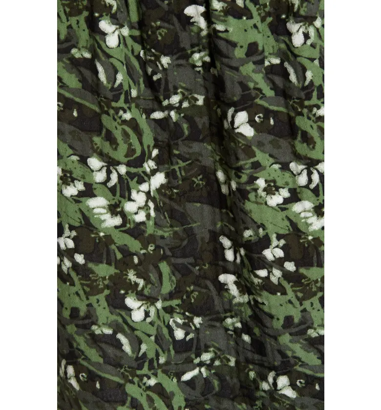  Caslon Gathered A-Line Tank_GREEN- BLACK CAMO FLORAL