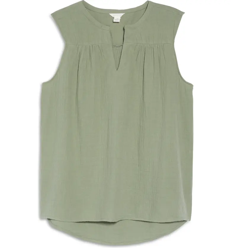  Caslon Gathered A-Line Tank_GREEN DUNE