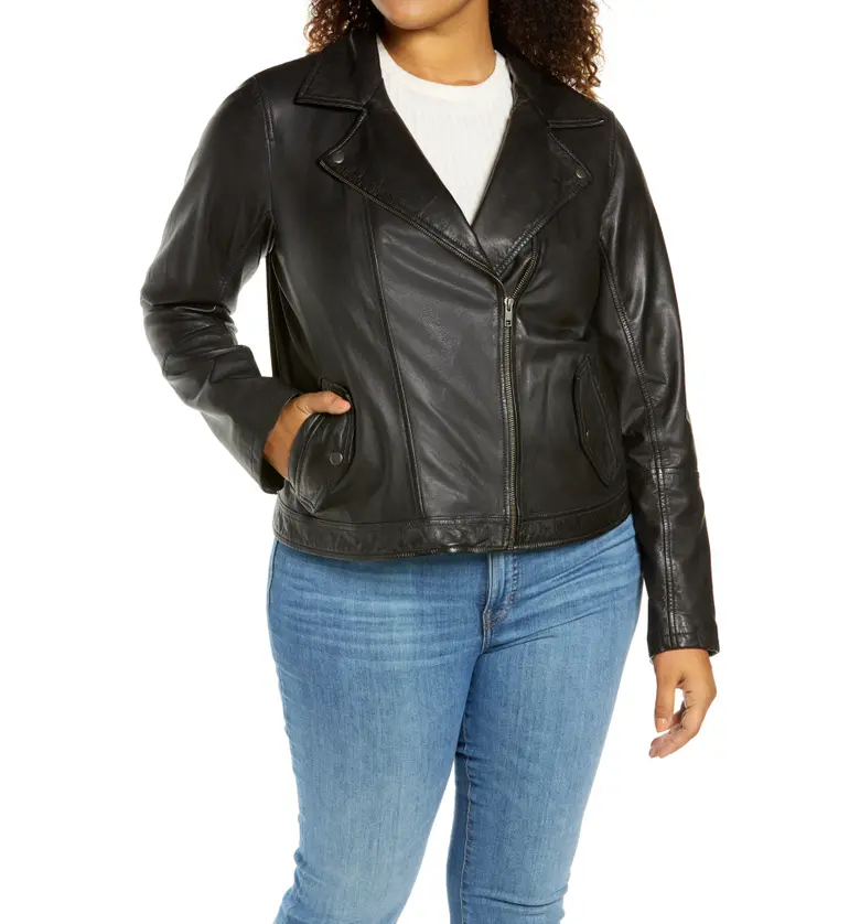  Caslon Leather Moto Jacket with Removable Hood_BLACK