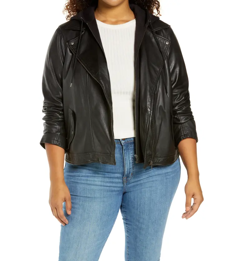  Caslon Leather Moto Jacket with Removable Hood_BLACK