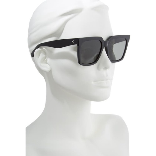 셀린느 CELINE 55mm Polarized Square Sunglasses_SHINY BLACK/ SMOKE