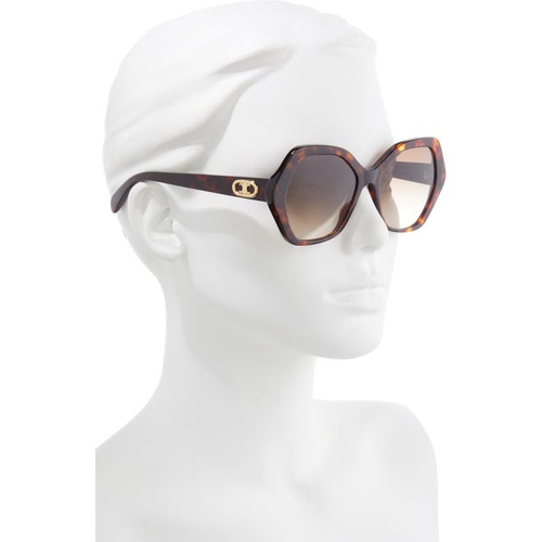 셀린느 CELINE 56mm Gradient Geometric Sunglasses_DARK HAVANA/ BROWN
