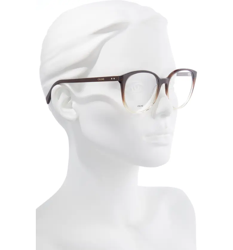 셀린느 CELINE 54mm Round Reading Glasses_TRANSPARENT BROWN