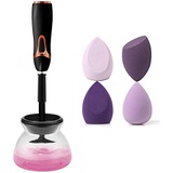 CHOee-Chen Makeup Brush Cleaner, Electric Cosmetic Brush Cleaner & Dryer Machine, The Best Professional Makeup Brush Cleaning Tool with 4PCS Soft Beauty Blender Sponges Flawless for Liquid, C