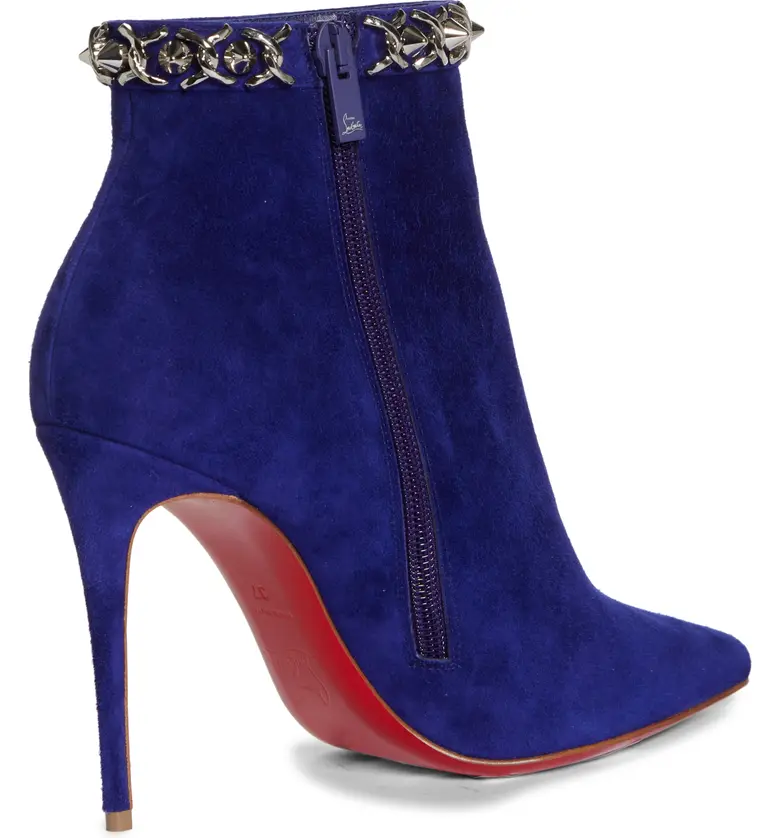  Christian Louboutin Booty Spike Chain Pointed Toe Bootie_NIGHT/ SILVER