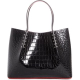 Christian Louboutin Small Cabarock Croc Embossed Calfskin Leather Tote_BLACK