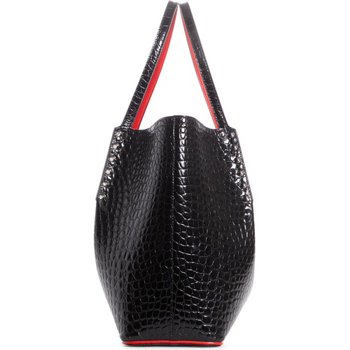  Christian Louboutin Small Cabarock Croc Embossed Calfskin Leather Tote_BLACK