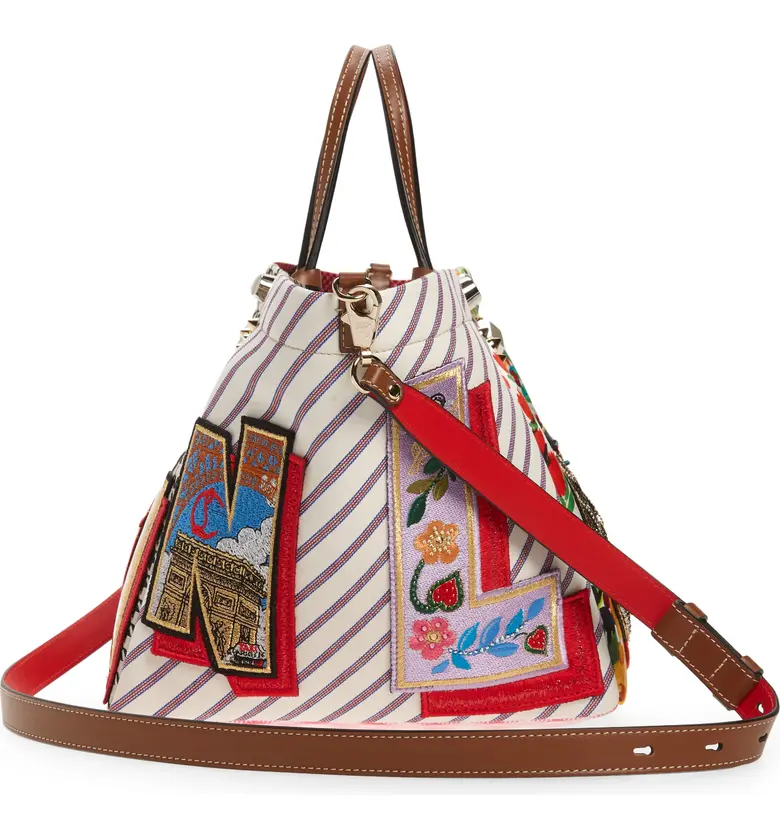 Christian Louboutin Small Caracaba Tarot Embellished Mixed Media Tote_MULTI/ BISCOTTO