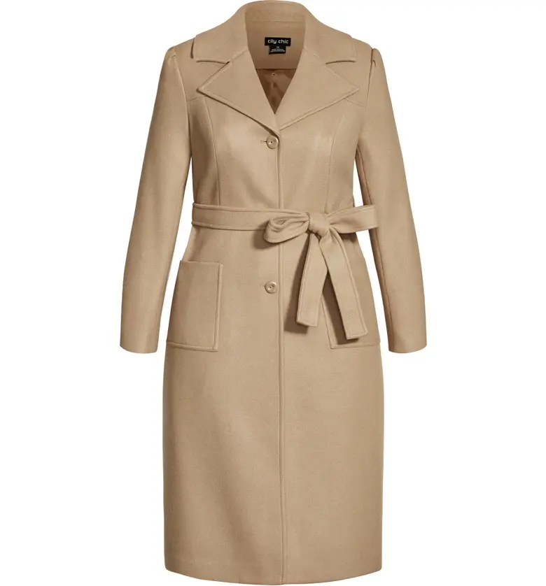 City Chic Belted Coat_TAUPE
