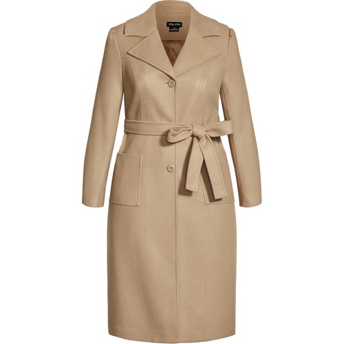  City Chic Belted Coat_TAUPE