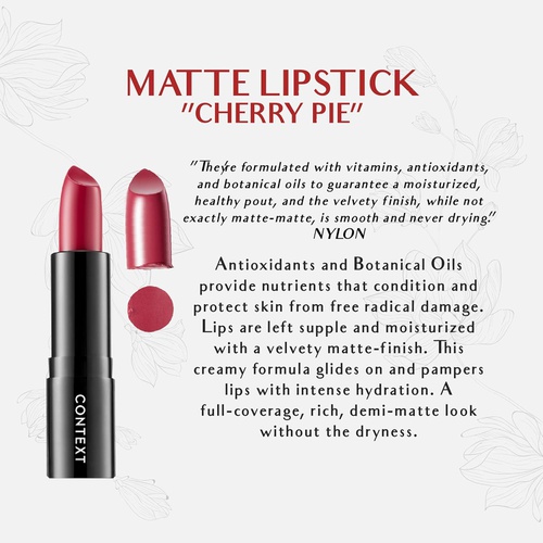  CONTEXT SKIN Matte Lipstick, Cherry Pie, 0.12 Ounce