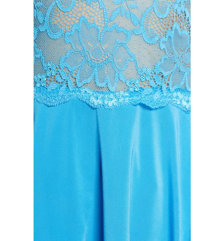  Coquette Lace Detail Babydoll Chemise & Thong_Blue