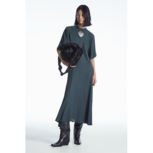 COS ASYMMETRIC DRAPED MIDI DRESS