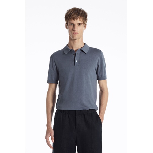 COS KNITTED SILK POLO SHIRT