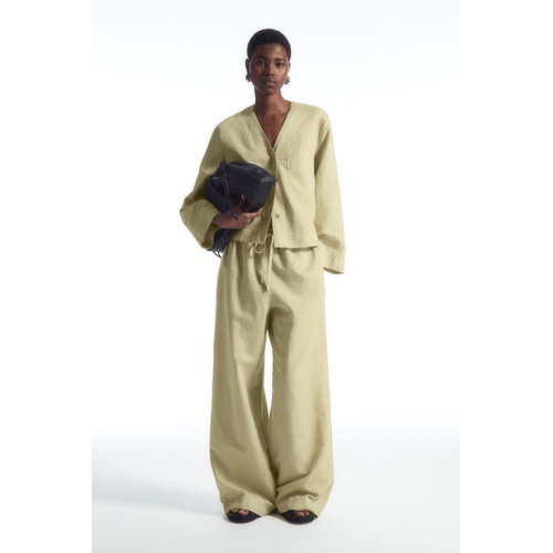 COS WIDE-LEG LINEN DRAWSTRING PANTS