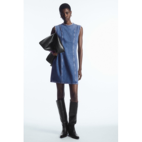 COS PANELED DENIM MINI DRESS