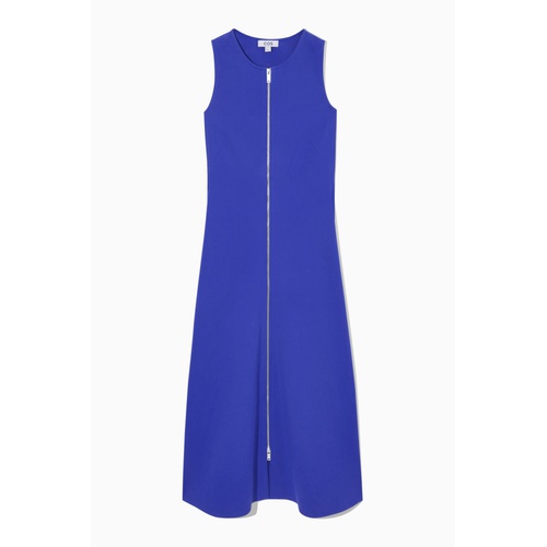 COS FLARED ZIP-UP MIDI DRESS