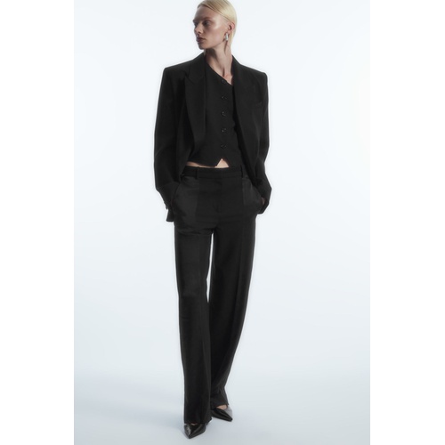 COS SATIN-PANELED WOOL TUXEDO PANTS