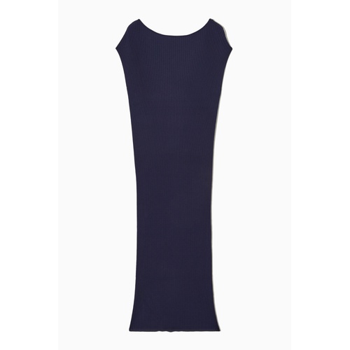 COS BOAT-NECK RIBBED MIDI DRESS