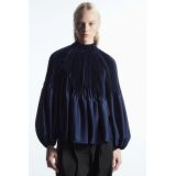 OVERSIZED PLEATED HIGH-NECK BLOUSE