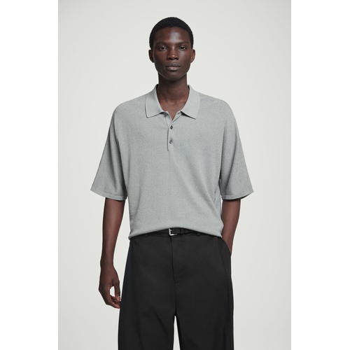 COS OVERSIZED RIBBED-KNIT POLO SHIRT