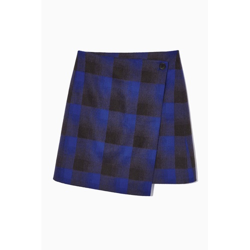 COS CHECKED WOOL-BLEND MINI WRAP SKIRT