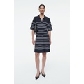 STRIPED KNITTED MINI POLO DRESS