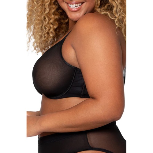  Curvy Couture Full Figure Mesh Underwire Bra_BLACK