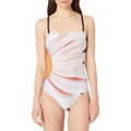 Calvin Klein Womens Classic Bandeau One Piece Swimsuit with Tummy Control
