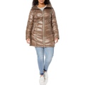 Calvin Klein Womens Hooded Chevron Packable Down Jacket (Standard and Plus)