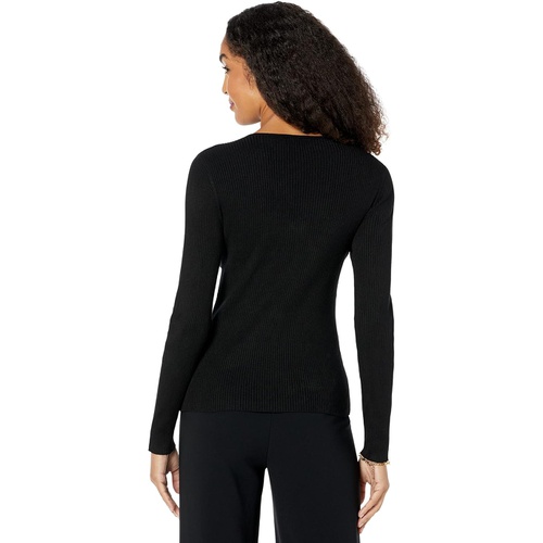  Calvin Klein Long Sleeve V-Neck with Twist Detail