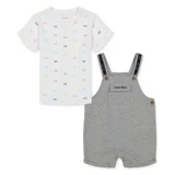 Baby Boys Logo-Print T-Shirt & French Terry Logo Shortalls 2 Piece Set