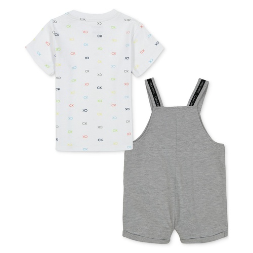  Baby Boys Logo-Print T-Shirt & French Terry Logo Shortalls 2 Piece Set