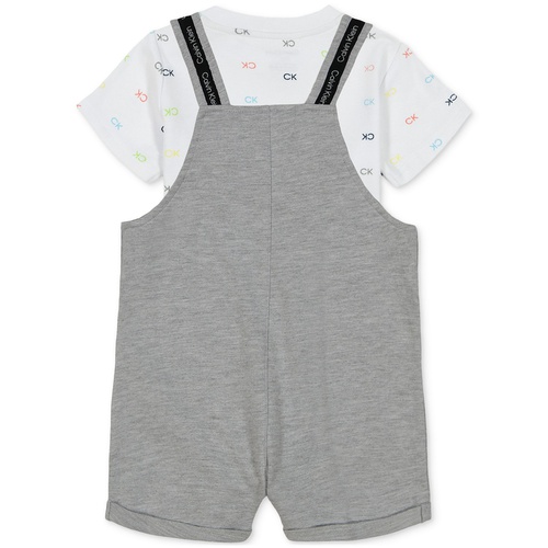  Baby Boys Logo-Print T-Shirt & French Terry Logo Shortalls 2 Piece Set