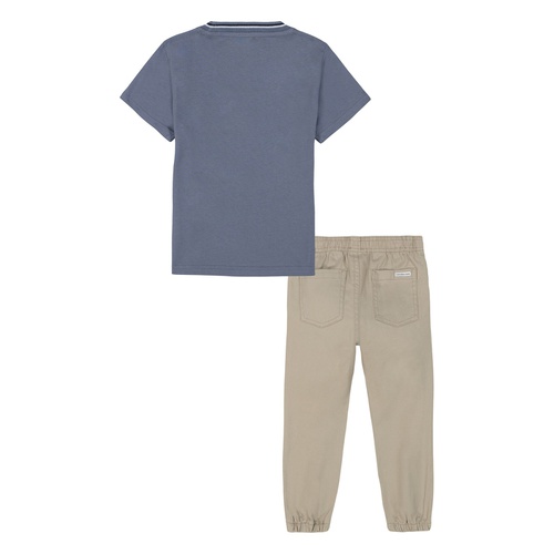  Toddler Boy short sleeve Graphic Tee and Twill Joggers