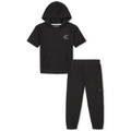 Big Boys Popcorn Knit Short-Sleeve Hoodie & Cargo Jogger Pants 2 Piece Set
