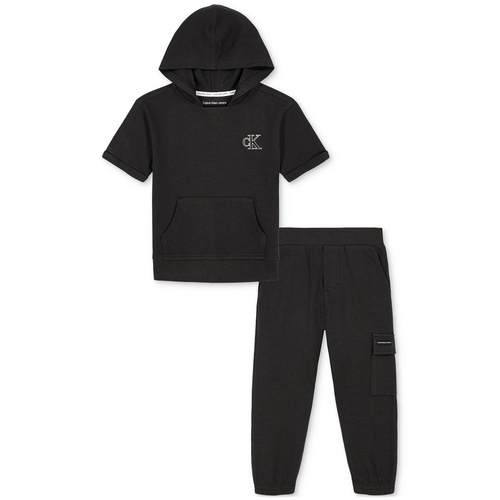  Big Boys Popcorn Knit Short-Sleeve Hoodie & Cargo Jogger Pants 2 Piece Set