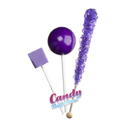  Candy Buffet Store Purple Square Pops - 24 Pack - Grape Flavored - How To Build a Candy Buffet Guide included!