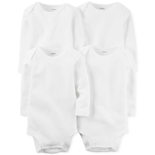 카터스 Baby Boys or Baby Girls Solid Long Sleeved Bodysuits Pack of 4