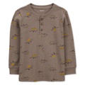 Toddler Boys Thermal Waffle-Knit Printed Long-Sleeve Henley