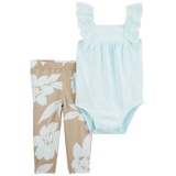 Baby Girls Sleeveless Bodysuit and Pants 2 Piece Set