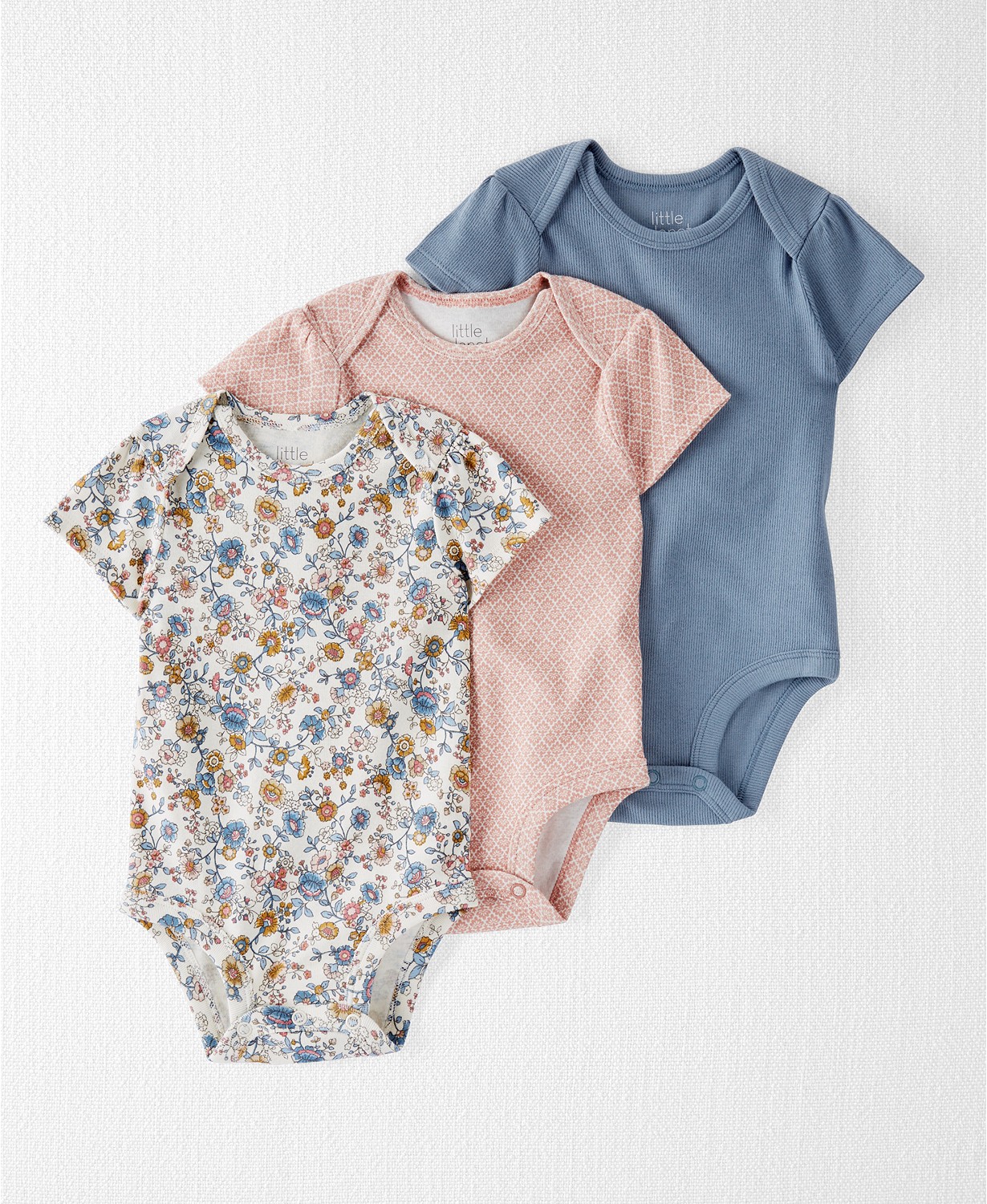 Baby Girls Organic Cotton Rib Bodysuits Pack of 3
