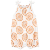 Baby Girls Orange Slice-Print Snap-Up Cotton Romper