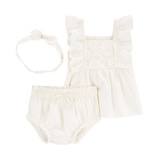 Baby Girls 3 Piece Lace Diaper Cover Set