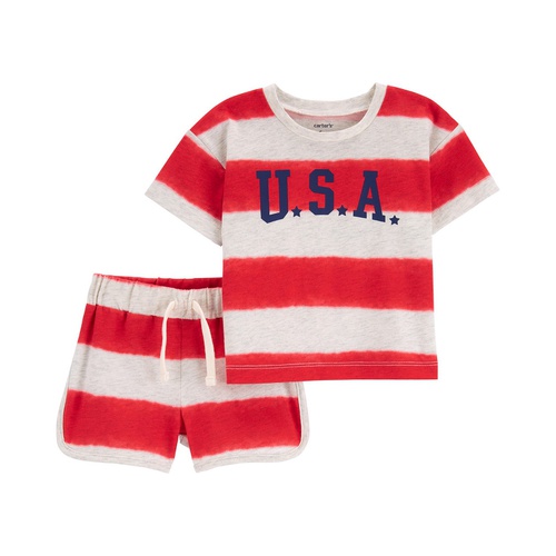카터스 Baby Boys 2 Piece USA Striped Outfit Set