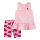 Toddler Girls Striped Watermelon Top & Bike Shorts 2 Piece Set