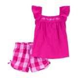 Toddler Girls Flutter-Sleeve Top & Gingham Shorts 2 Piece Set