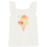Toddler Girls Ice Cream Graphic Cotton Flutter-Sleeve Tank Top