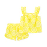Toddler Girls Lemon-Print Loose-Fit Pajamas Set 2 Piece Set