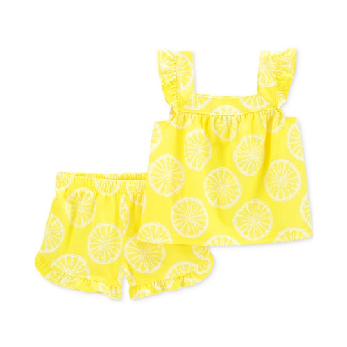카터스 Toddler Girls Lemon-Print Loose-Fit Pajamas Set 2 Piece Set